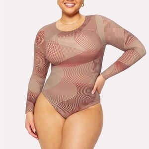 NWT! Yitty By Fabletics Nearly Naked Shapewear Longsleeve Body Brown Size 1X/2X
